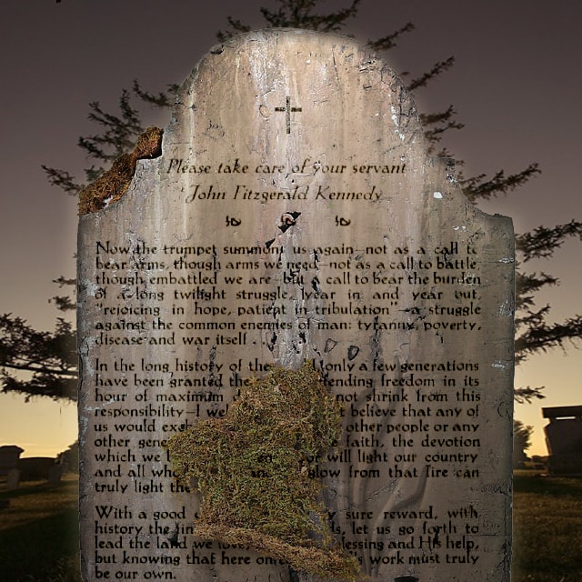 Scene created in Photoshop with tombstone displacing text and digital carving on stone